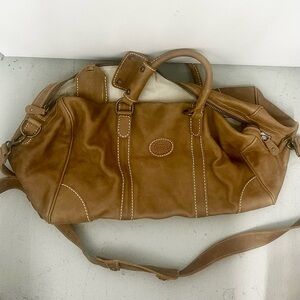 Roots Tan Leather Duffel Bag